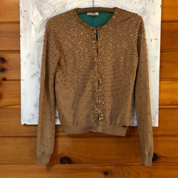 Guess Holiday Gold Sweater w/ Sequins  XS - Picture 2 of 8